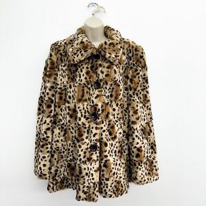 East 5th Women’s Cheetah Leopard Faux Fur Oversized Collar Coat